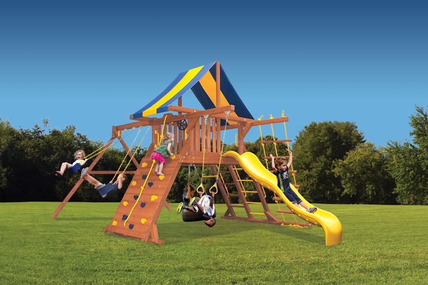 Original Playcenter swing set with 2 position swing beam