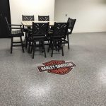 Epoxy Floor installed in garage_ Credit River custom epoxy floor coating garage floor installed by Millz House in Credit River; home featured in the BATC Fall Parade of Homes