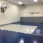 Game Court in Garage Millz House epoxy floor coating custom basketball and game court in garage