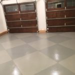Garage floor coating Epoxy floor coating in checkerboard pattern installed by Millz House