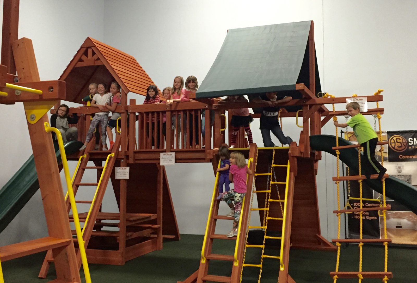 Kids playing in showroom Kids playing in showroom