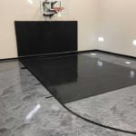 Grey and black metallic floor coating basketball court in Victoria MN