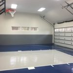 Garage indoor basketball court with Millz House epoxy floor coating
