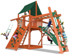 Deluxe Fort swing set with monkey bars