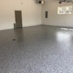 Full flake garage floor coating in Oreo